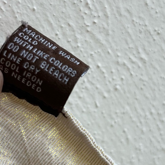 J. McLaughlin Button Up Cream w/ Gold Metallic Long Sleeve Collared Shirt Sz XL - Picture 14 of 16